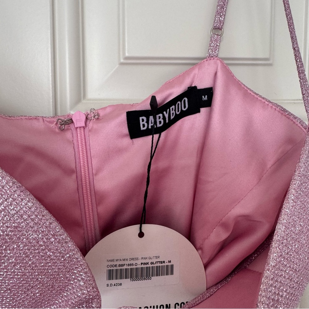 New Babyboo Mya Pink Glitter Mini Dress - Picture 5 of 9